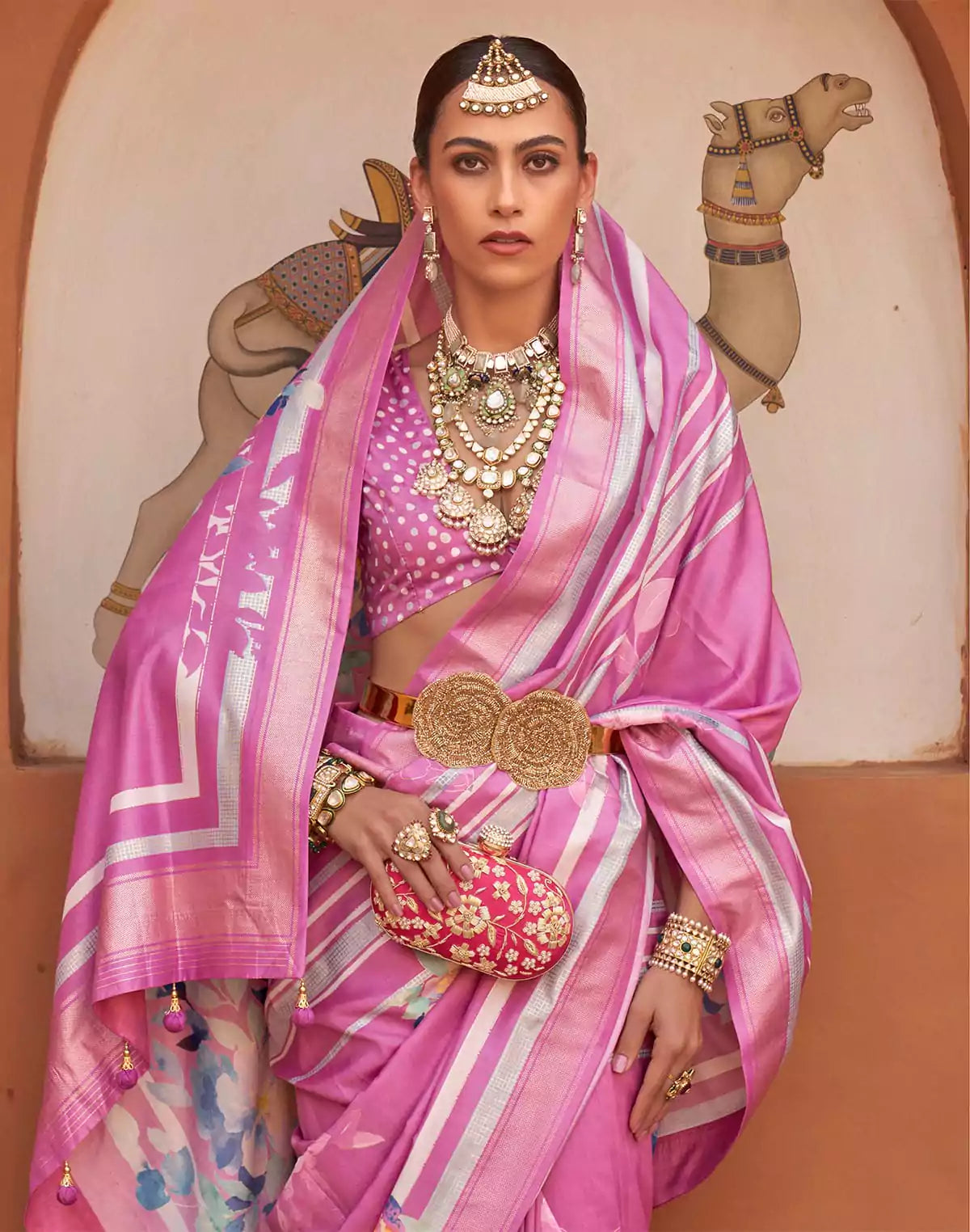 Image of Captivating Pink Color Soft Silk Saree