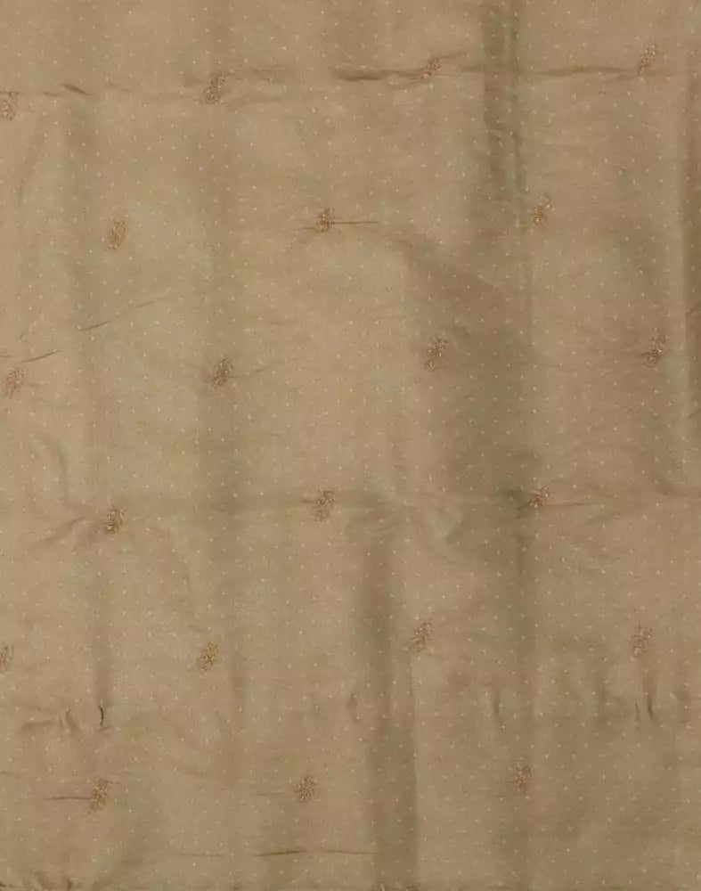 Image of Brown Coloured Floral Embroidery work Raw Silk Saree