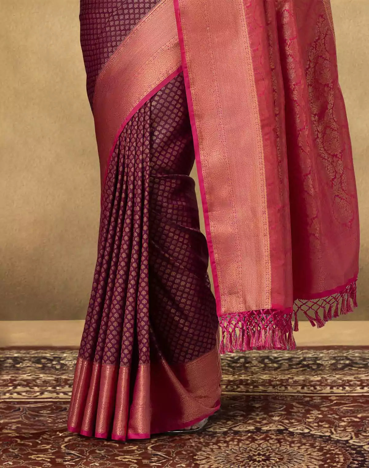 Image of Traditional Maroon Brocade design Soft Banaras Fancy Saree
