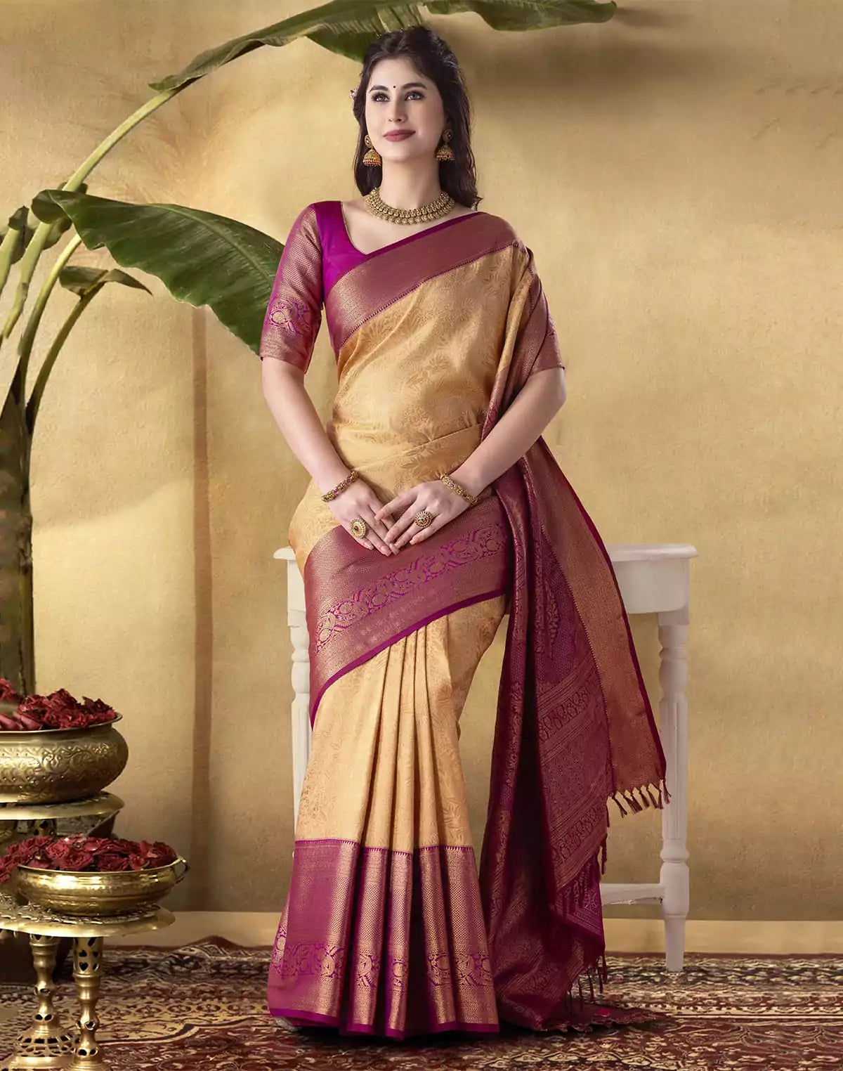 Image of Exclusive Gold Soft Banaras Fancy Saree