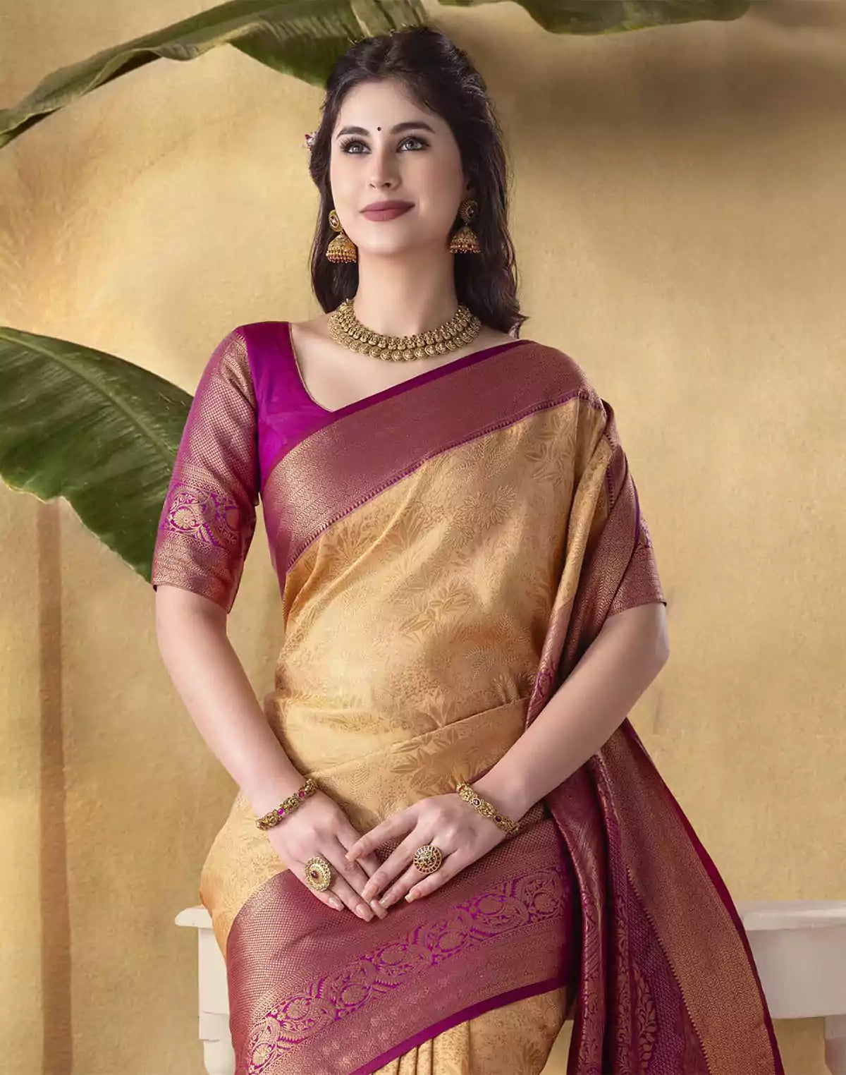 Image of Exclusive Gold Soft Banaras Fancy Saree