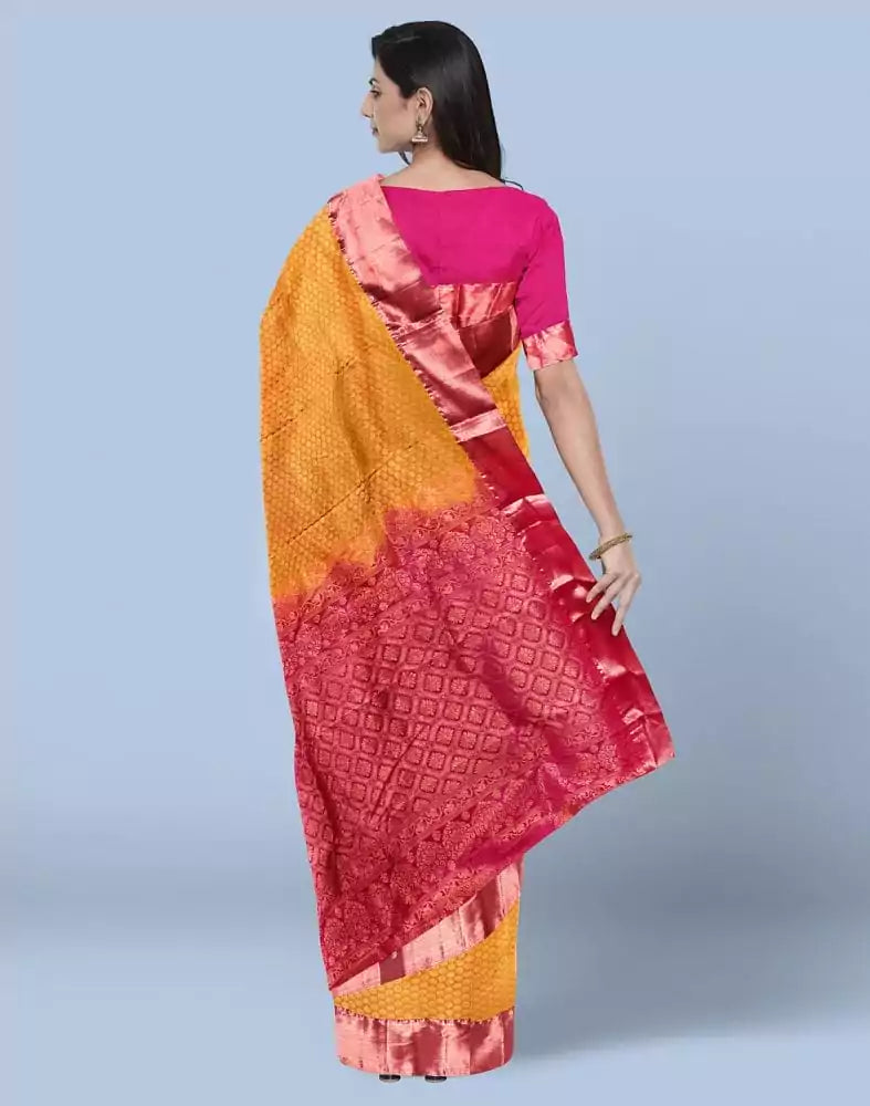 Image of Mustard Butta Zari Silk Saree