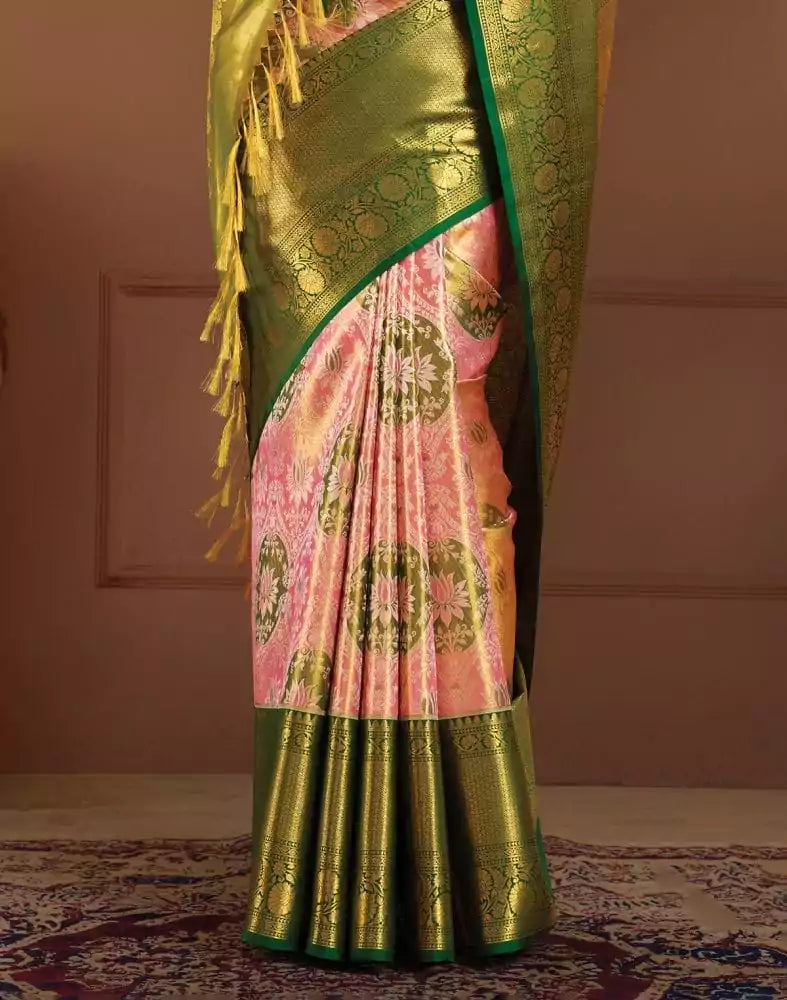 Image of Beautiful Baby Pink double shaded Pure Kanchi Pattu Saree