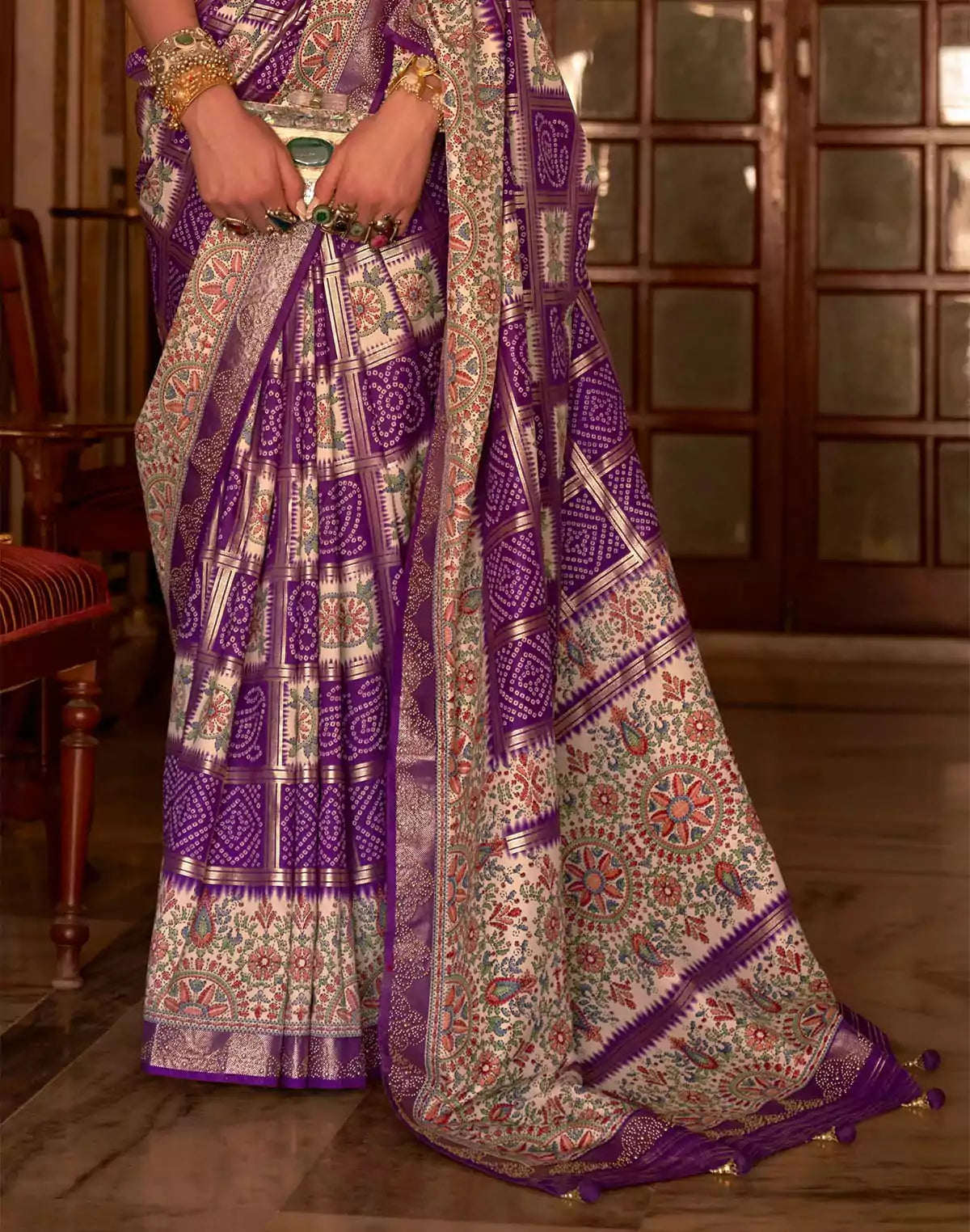 Image of Elegant Purple Colour Patola Silk Designer Saree