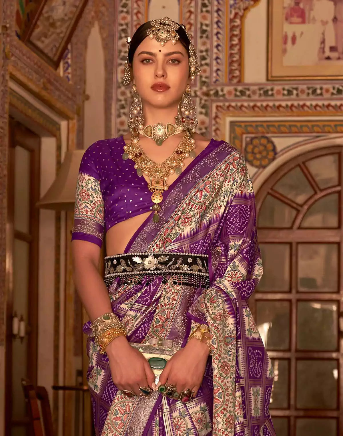 Image of Elegant Purple Colour Patola Silk Designer Saree