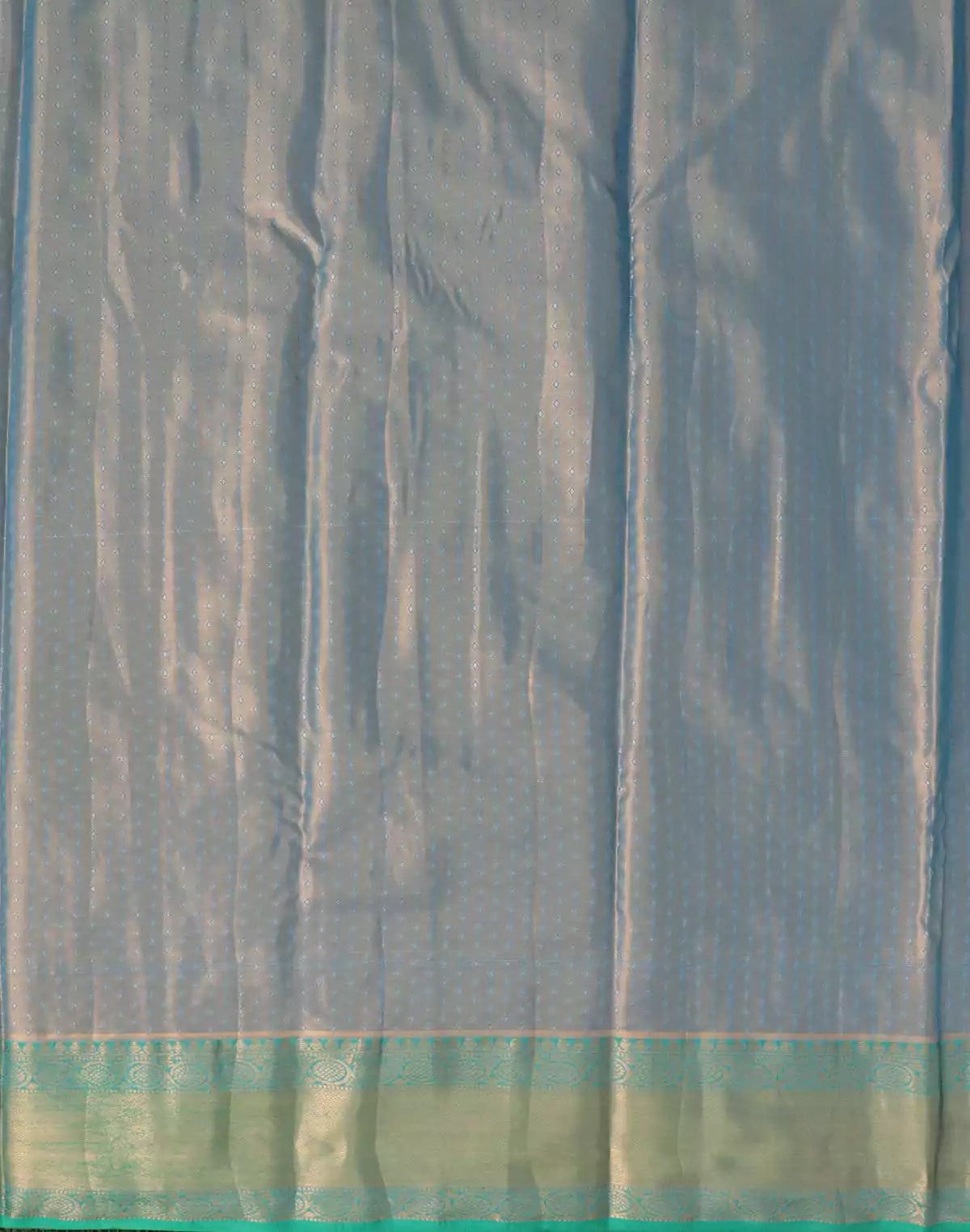 Image of Orange and Sky Blue Tissue Jaal Weaving Saree