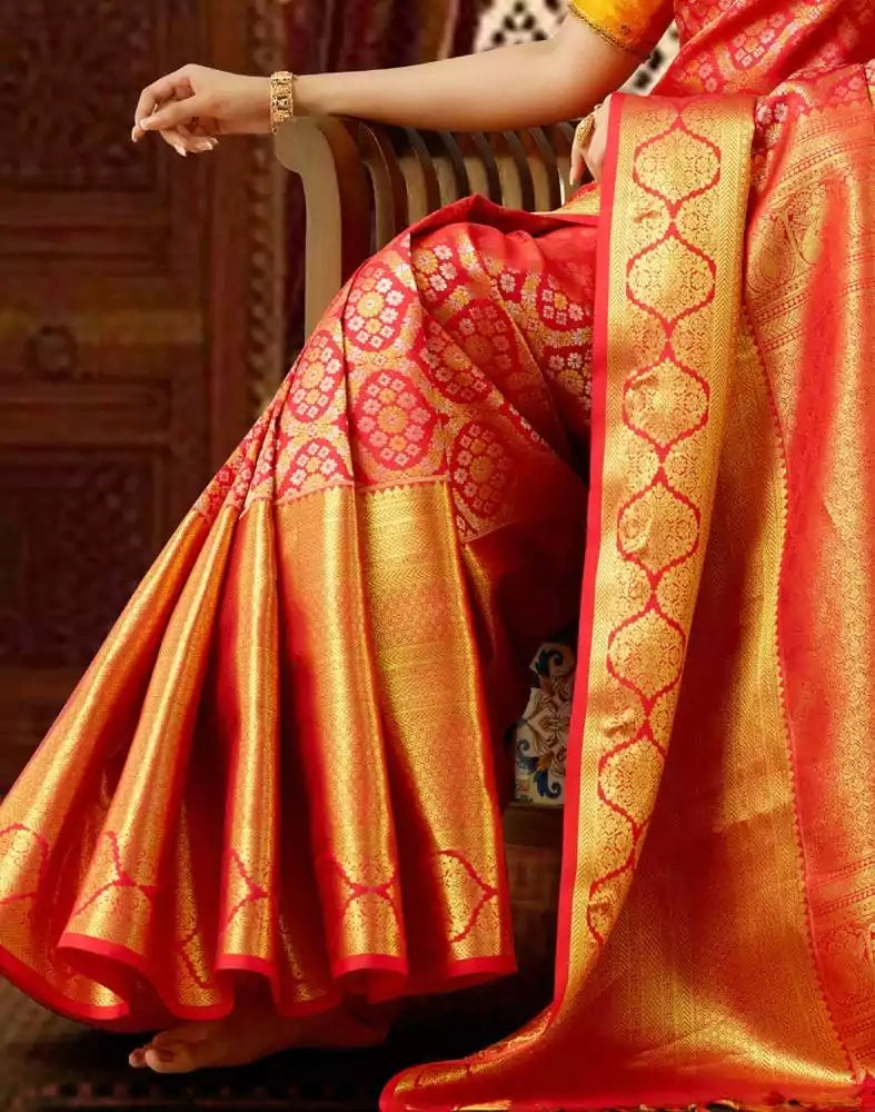 Image of Elegant Red Pure Kanchi Pattu Saree