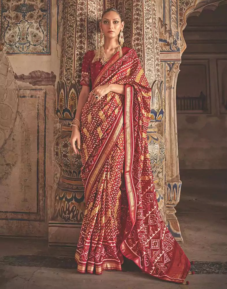 Image of Stylish Multi Color Patola Fabric Saree