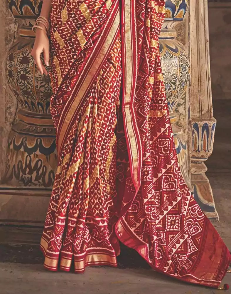 Image of Stylish Multi Color Patola Fabric Saree