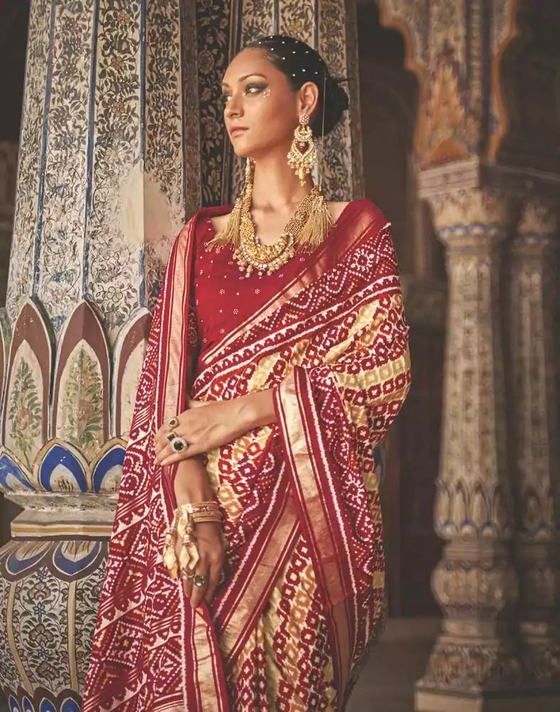 Image of Stylish Multi Color Patola Fabric Saree