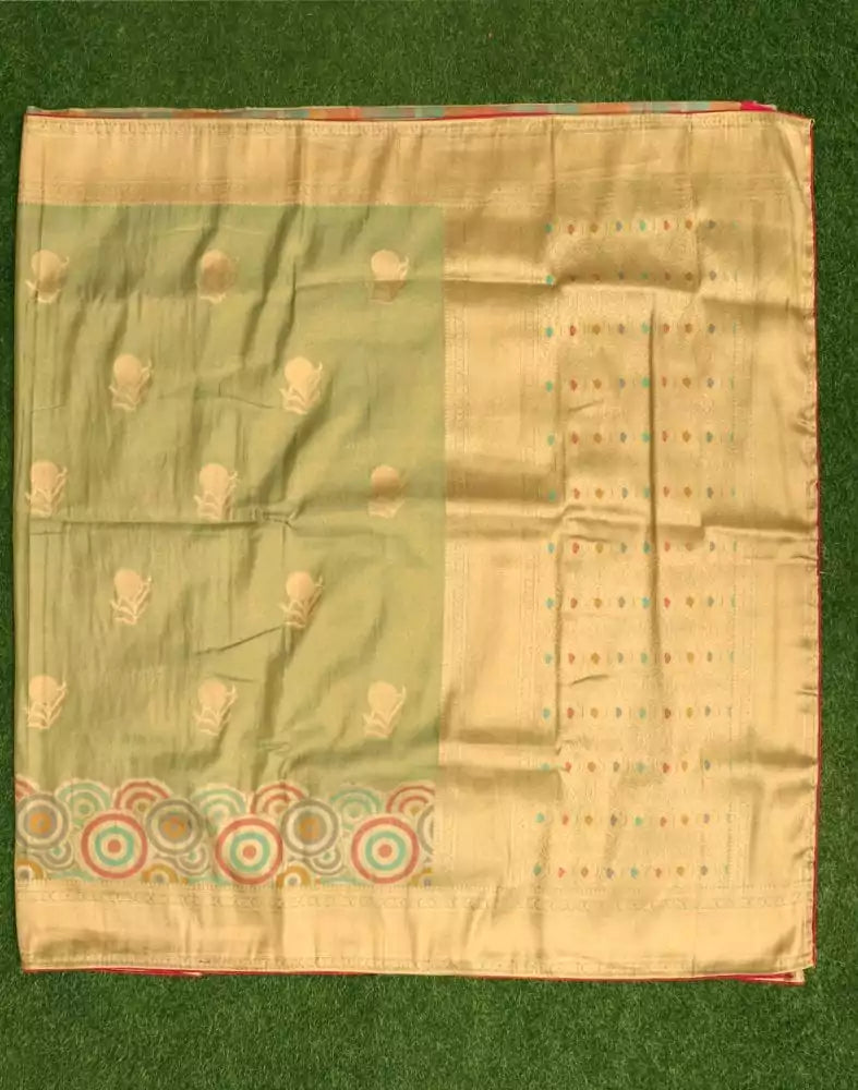 Image of Light Green Floral Banaras Tissue Saree