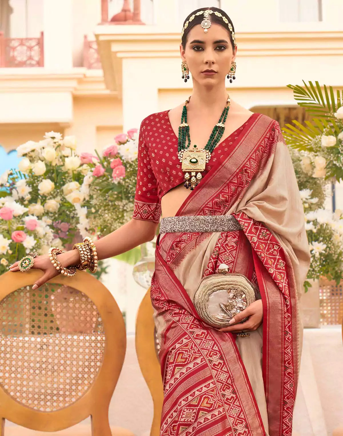 Image of Patola Fancy weaving Beige Saree