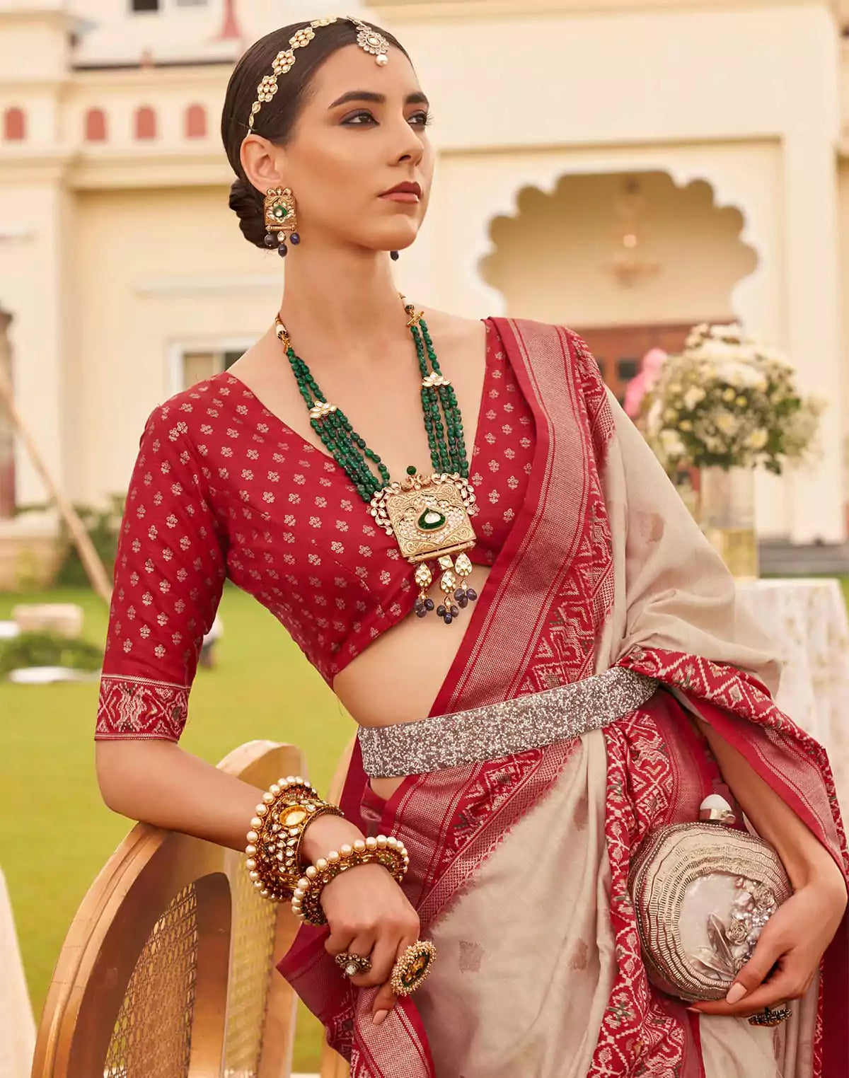 Image of Patola Fancy weaving Beige Saree