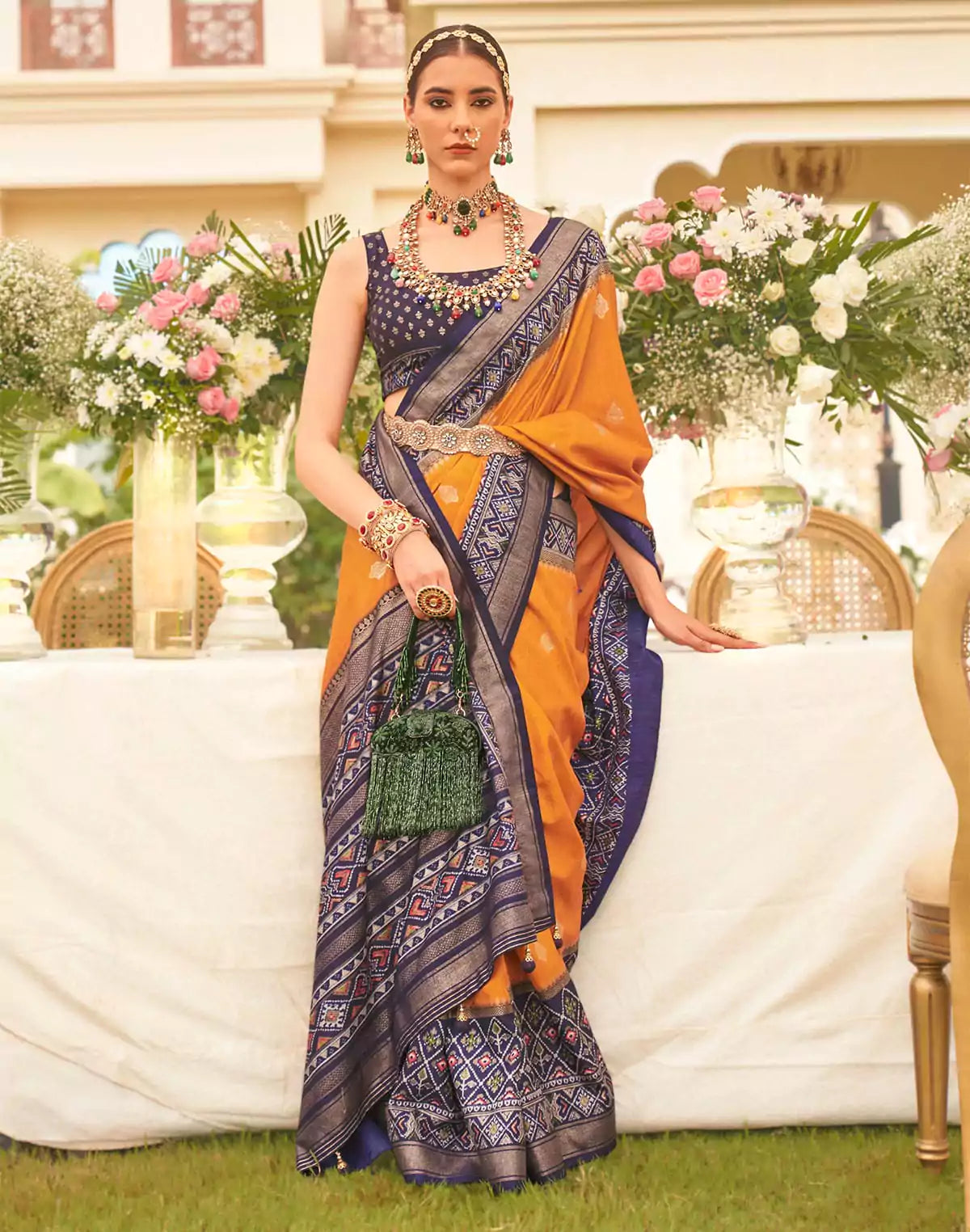 Image of Light Mustard Patola weaving Saree