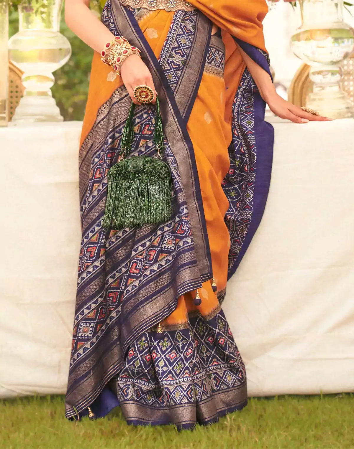 Image of Light Mustard Patola weaving Saree