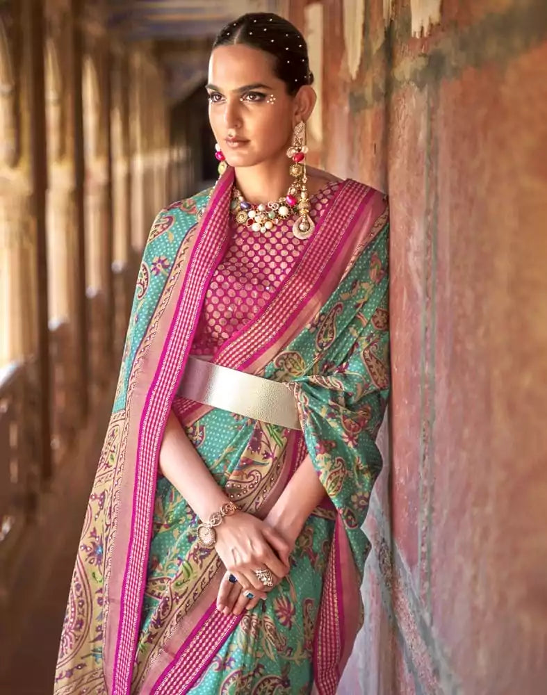 Image of Glamorous Patola Green Coloured Saree