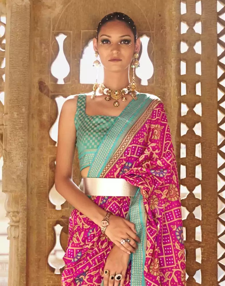 Image of Hypnotic Patola Silk Pink Coloured Saree