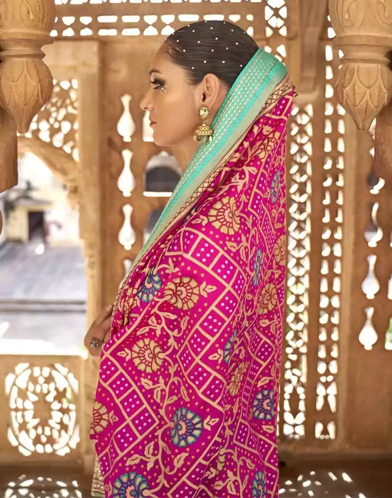 Image of Hypnotic Patola Silk Pink Coloured Saree