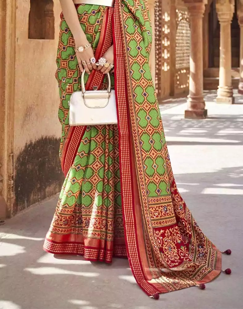 Image of Ocean Green Patola Fancy Saree