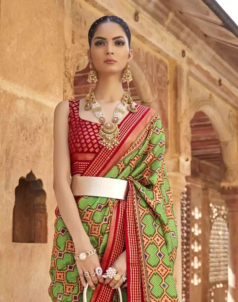 Image of Ocean Green Patola Fancy Saree