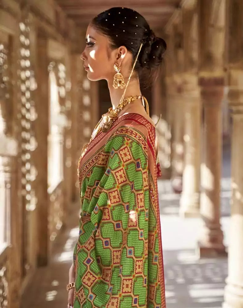 Image of Ocean Green Patola Fancy Saree