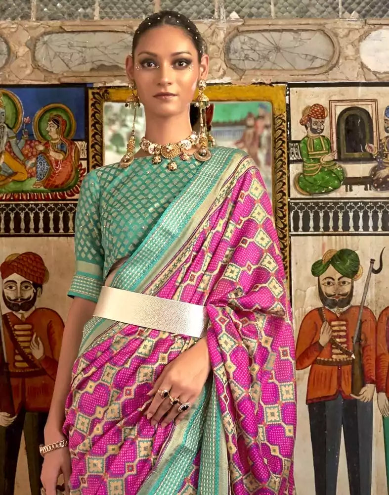 Image of Flattering Pink Coloured Patola Saree