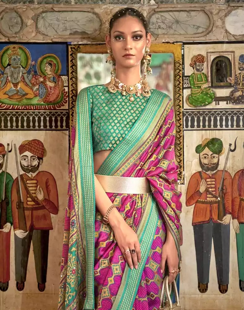 Image of Flattering Pink Coloured Patola Saree