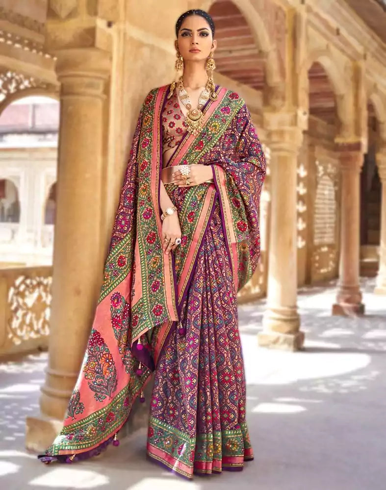 Image of Purple Coloured Woven Patola Saree