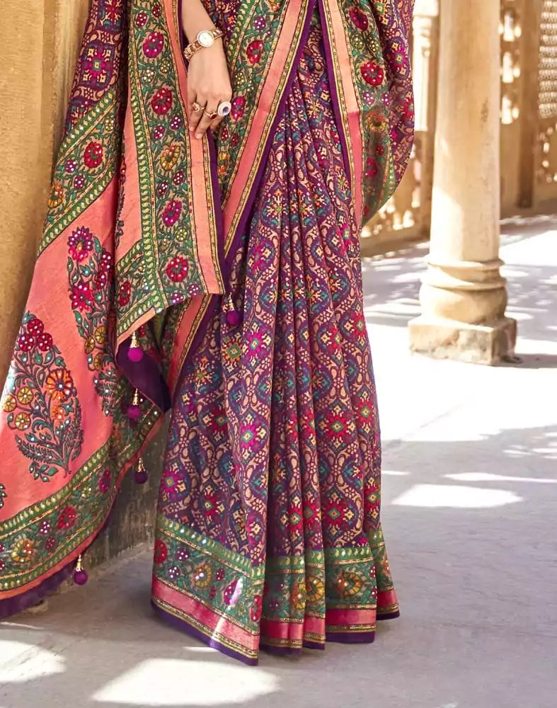 Image of Purple Coloured Woven Patola Saree