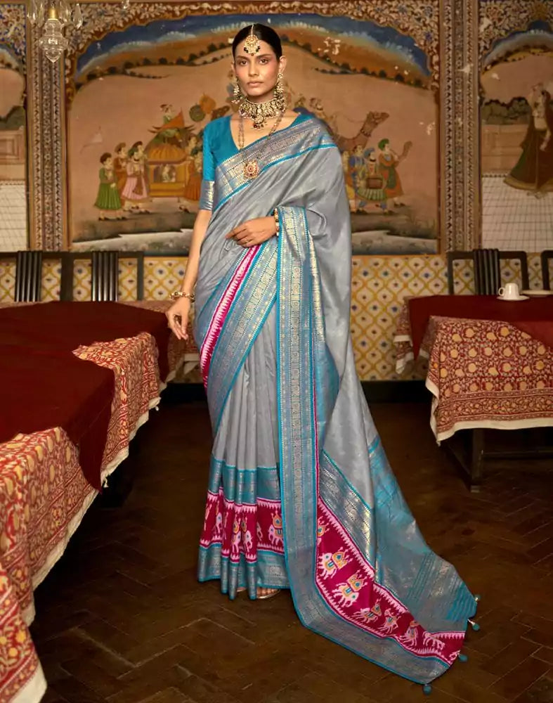 Image of Patola Grey Coloured Saree