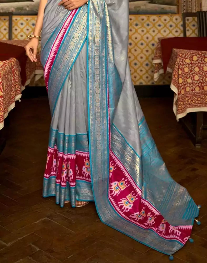 Image of Patola Grey Coloured Saree
