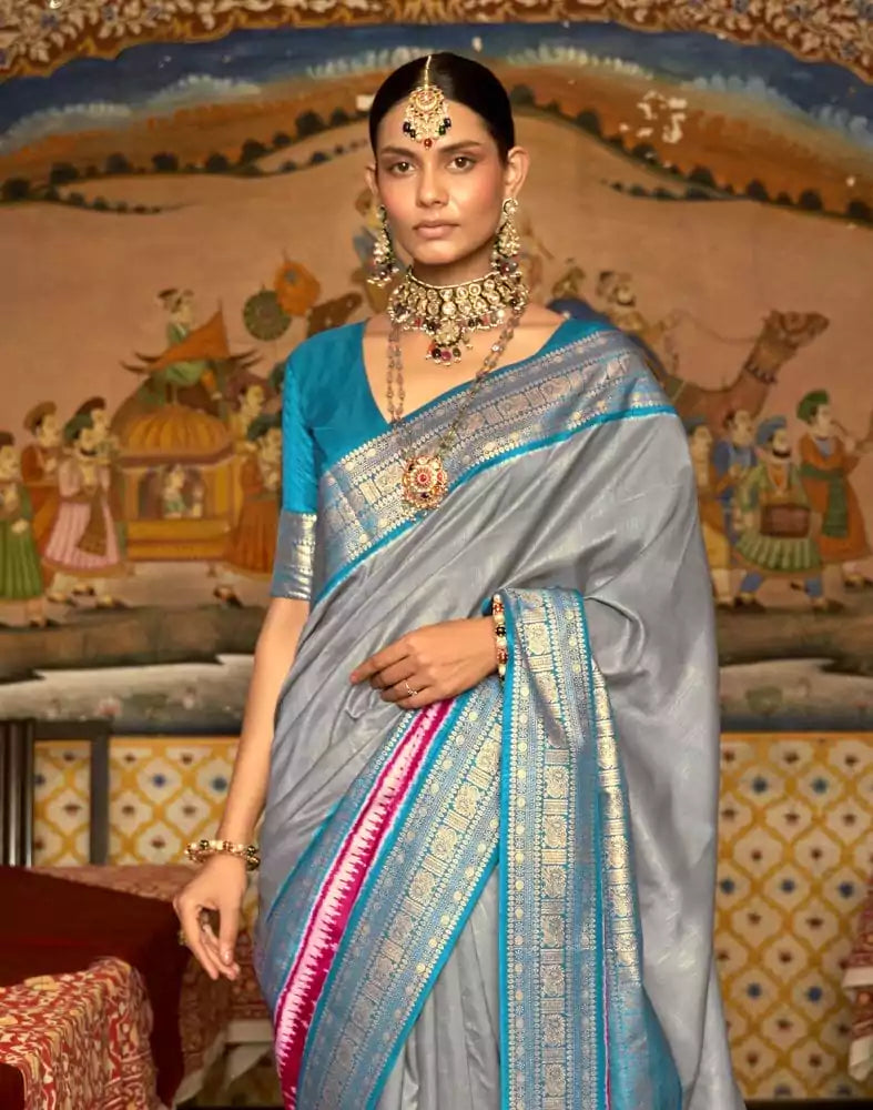 Image of Patola Grey Coloured Saree