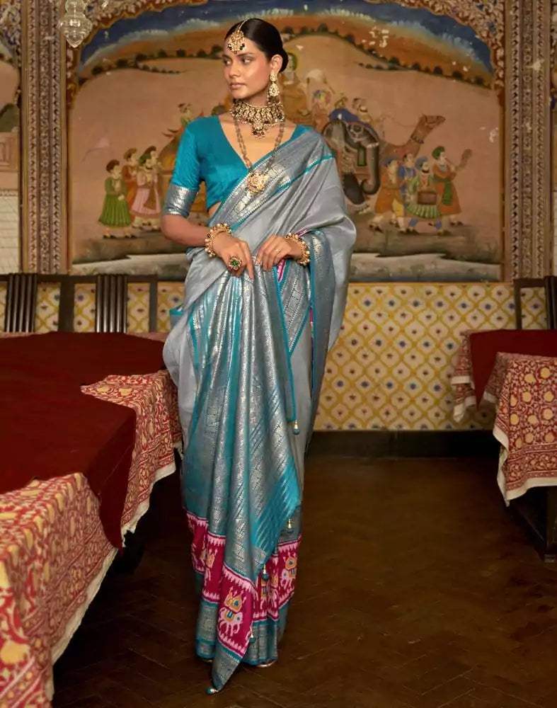 Image of Patola Grey Coloured Saree