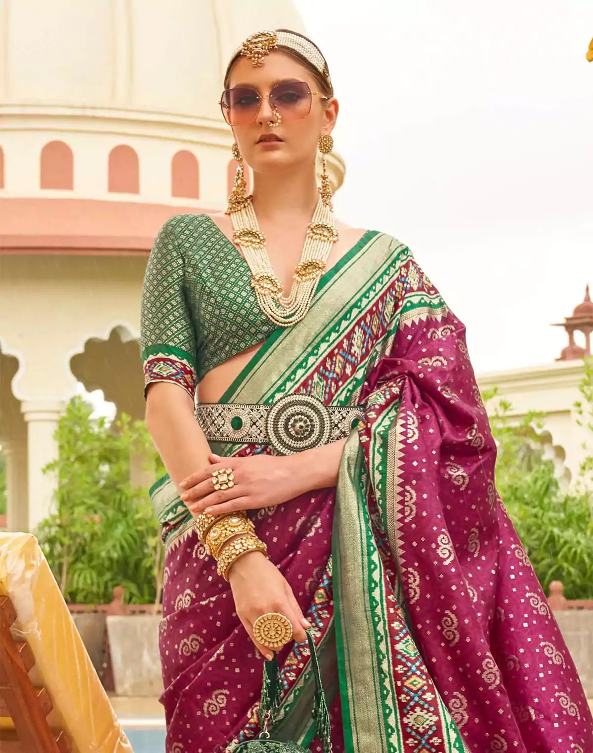 Image of Brilliant Purple Patola Silk Saree
