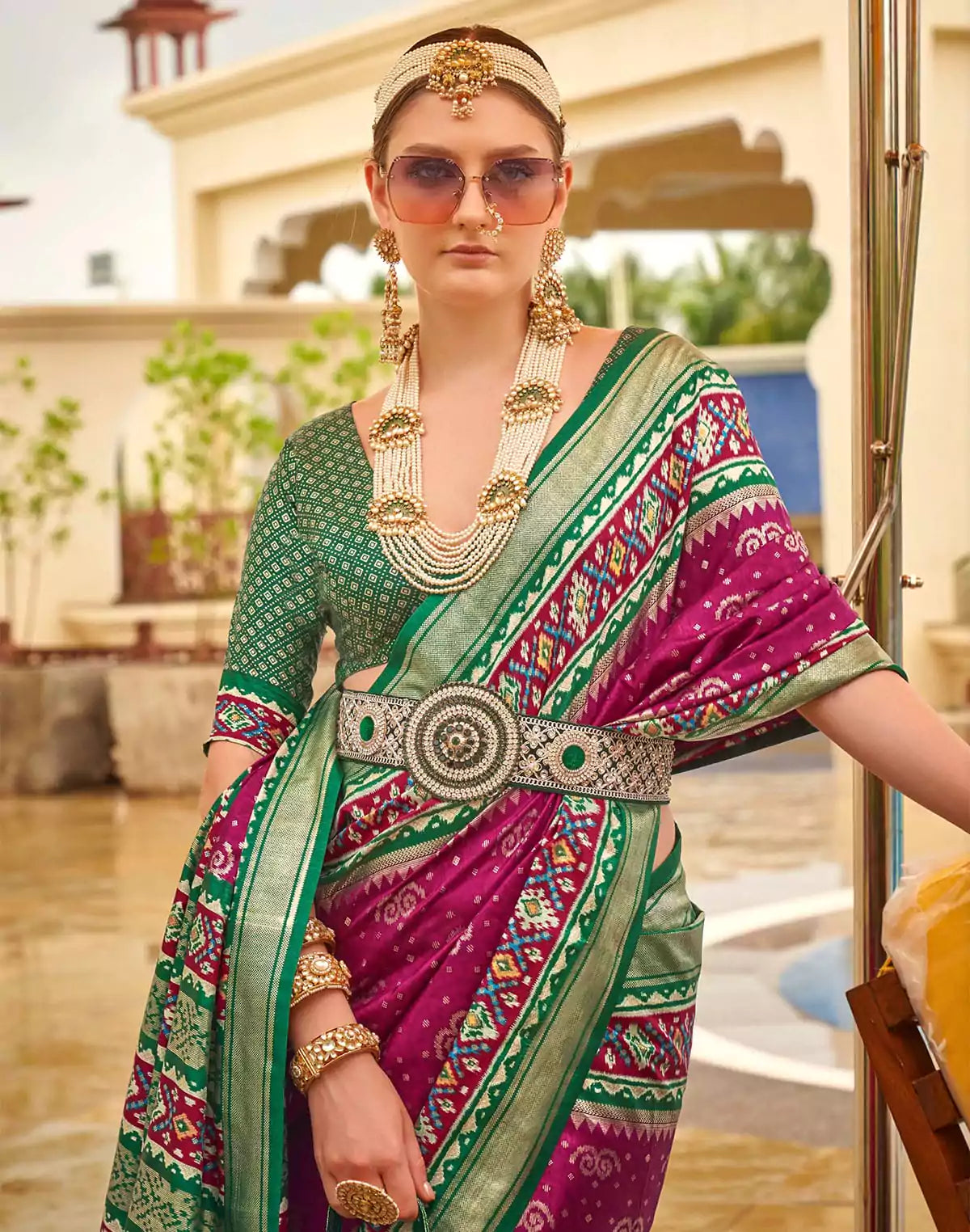 Image of Brilliant Purple Patola Silk Saree