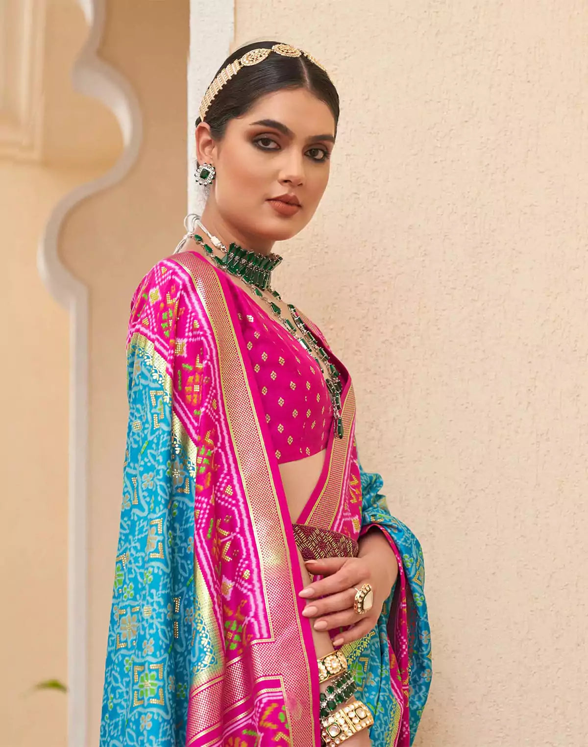 Image of Elegant Sky Blue Colour Patola Silk Saree