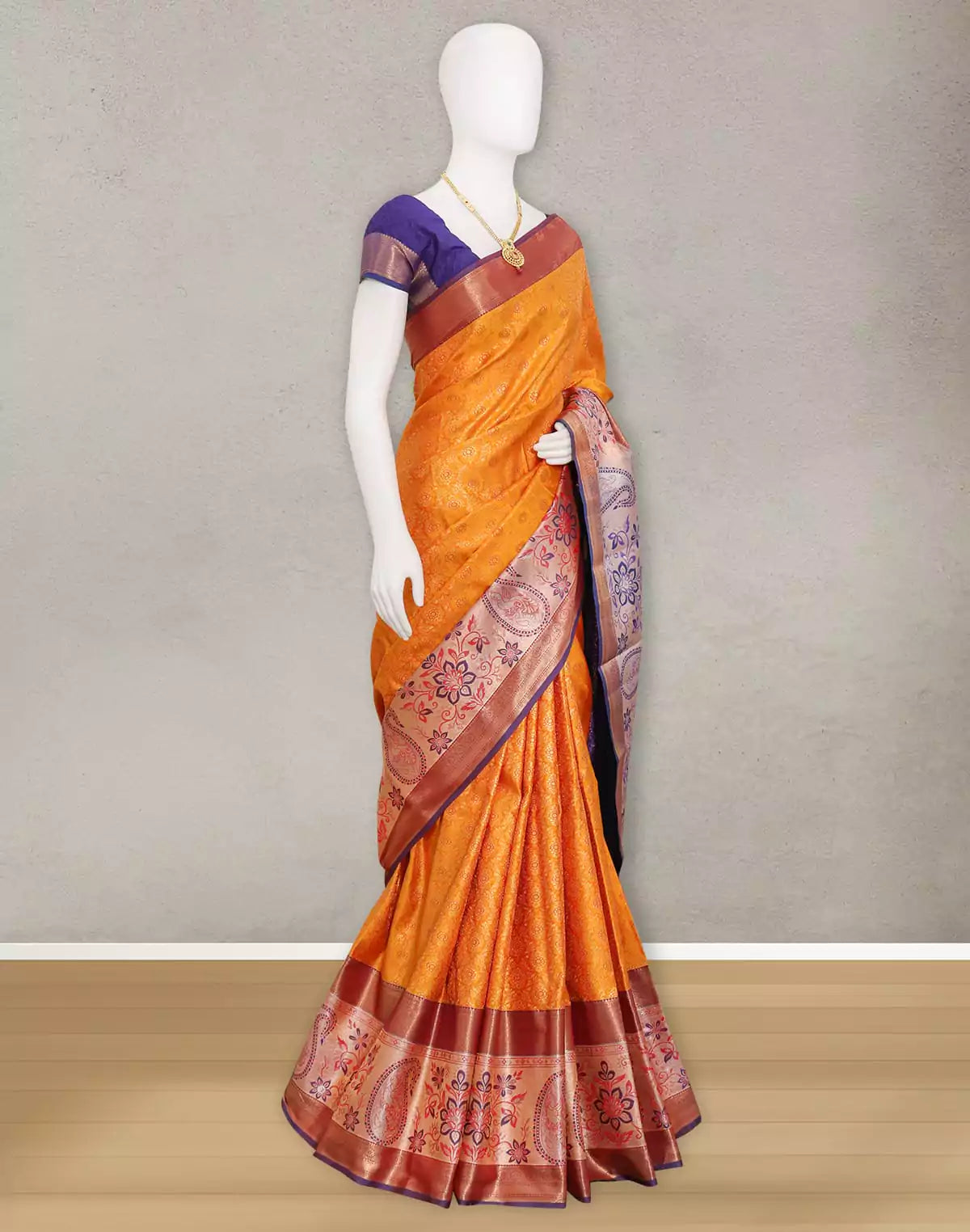 Image of Elegant Yellow Coloured Kanchi Pattu Saree