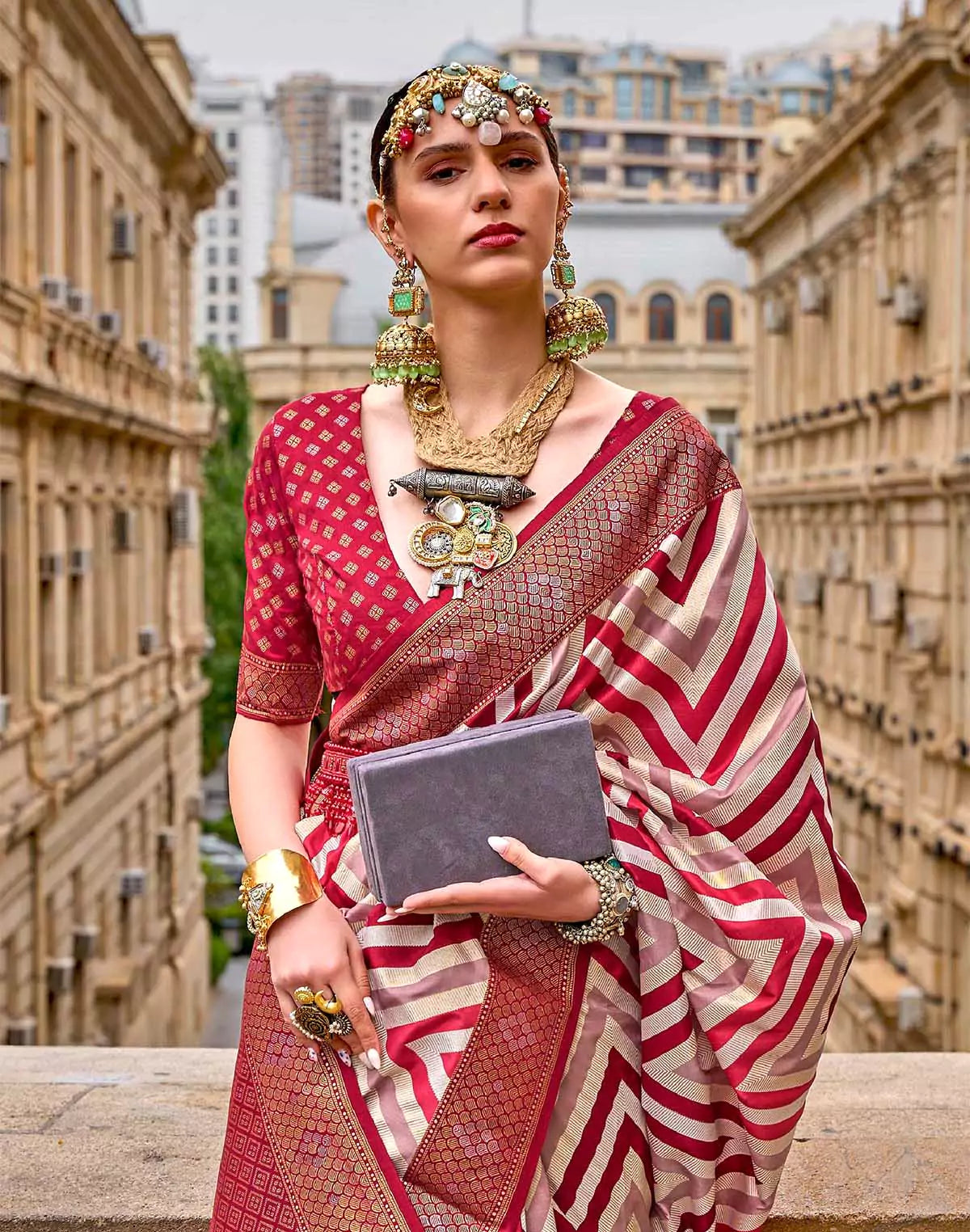 Image of Red Patola Silk Designer Saree