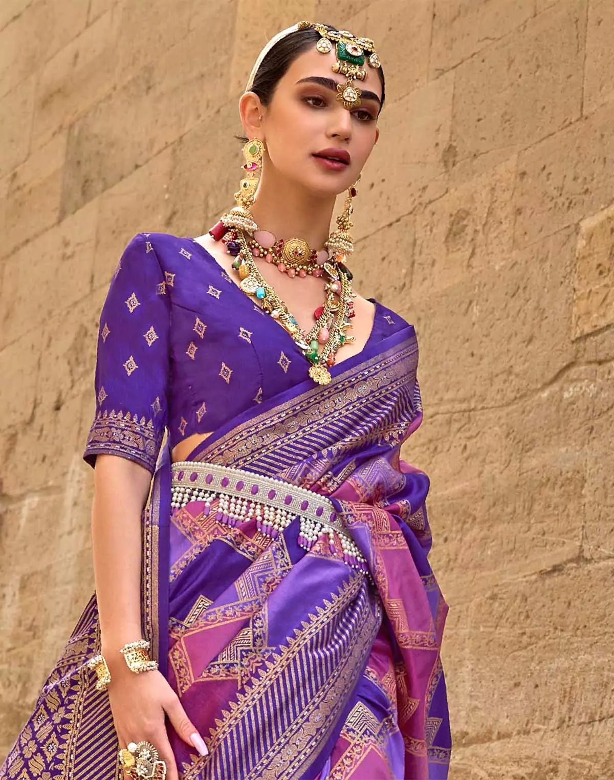 Image of Purple Designer Patola Silk Saree