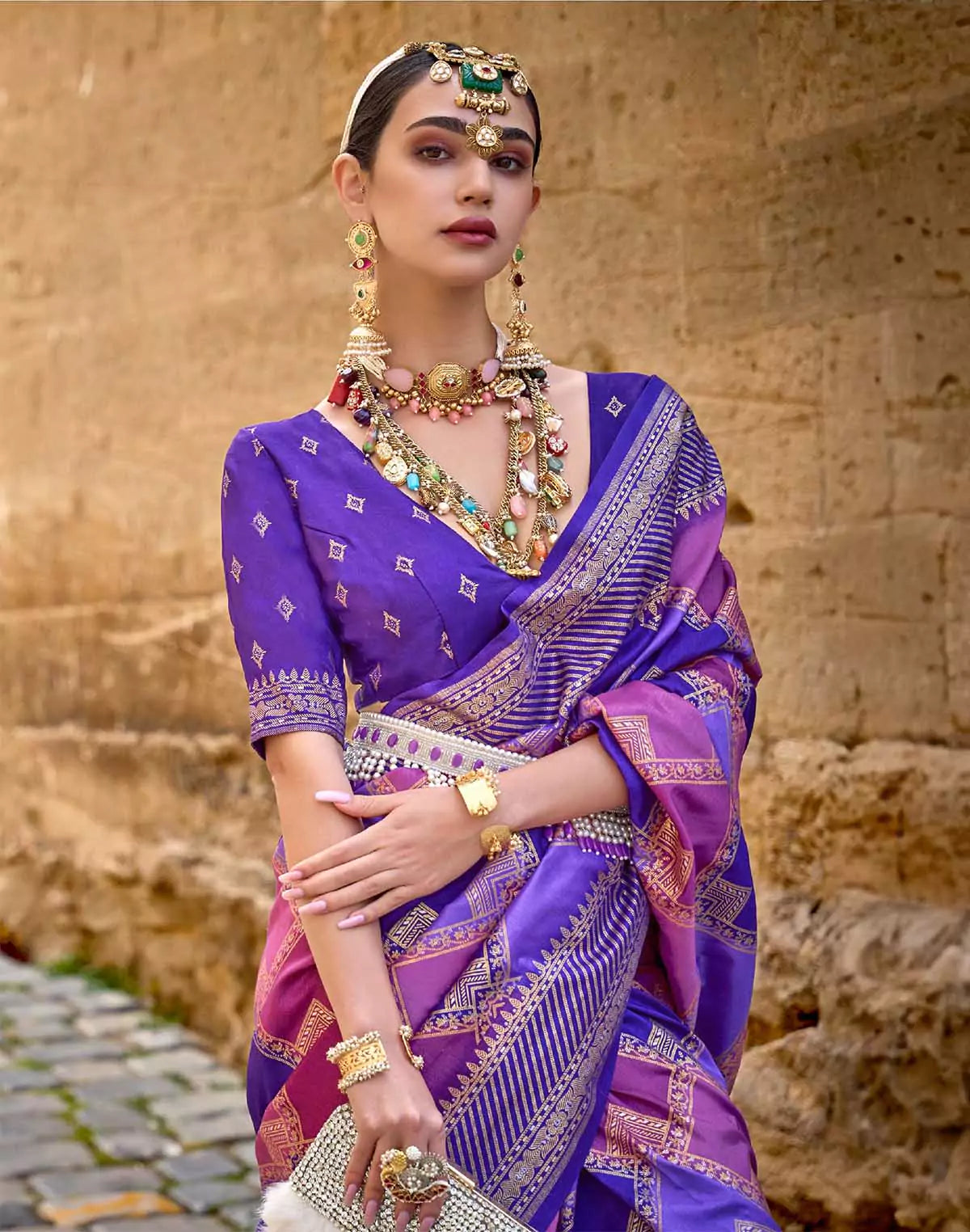 Image of Purple Designer Patola Silk Saree
