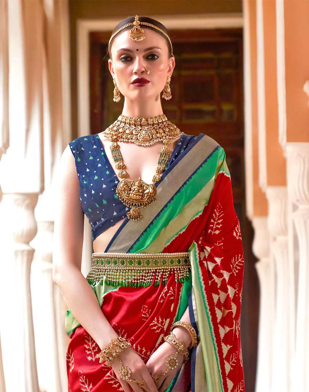 Image of Red Coloured Patola Silk Saree