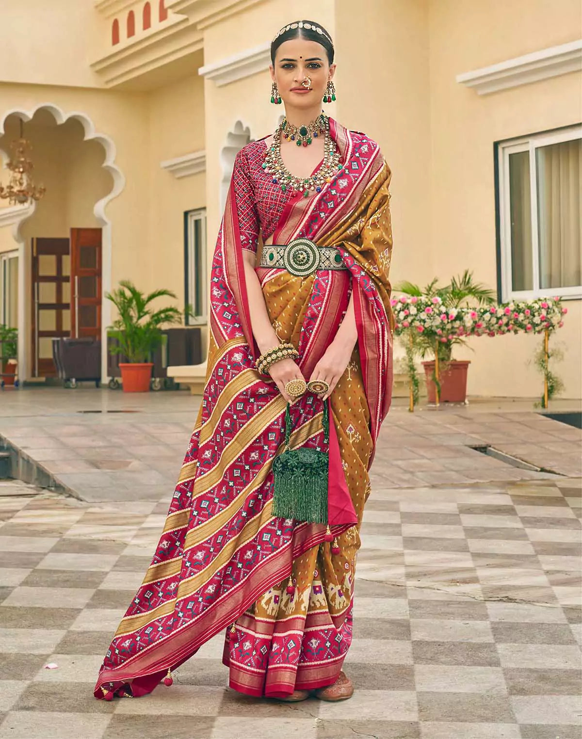 Image of Light Mustard Palkhi Patola Fancy Saree