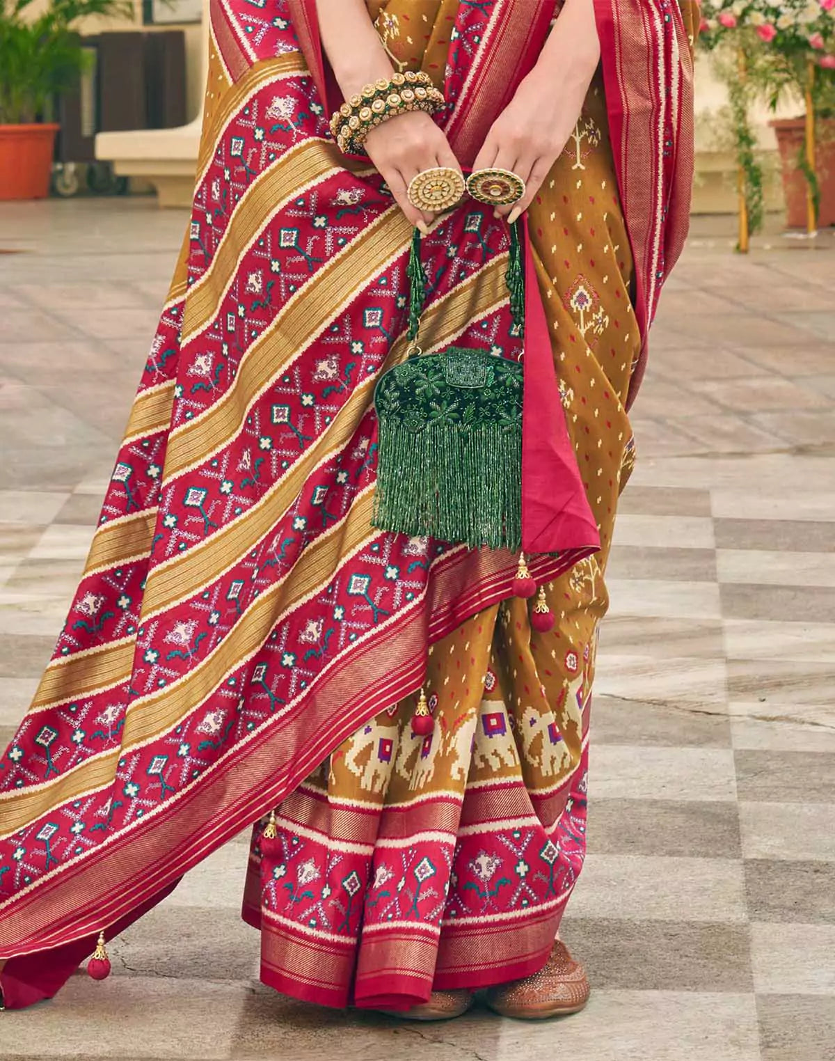 Image of Light Mustard Palkhi Patola Fancy Saree