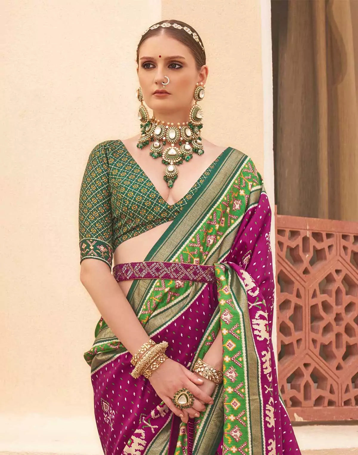 Image of Wine Colour Patola Saree