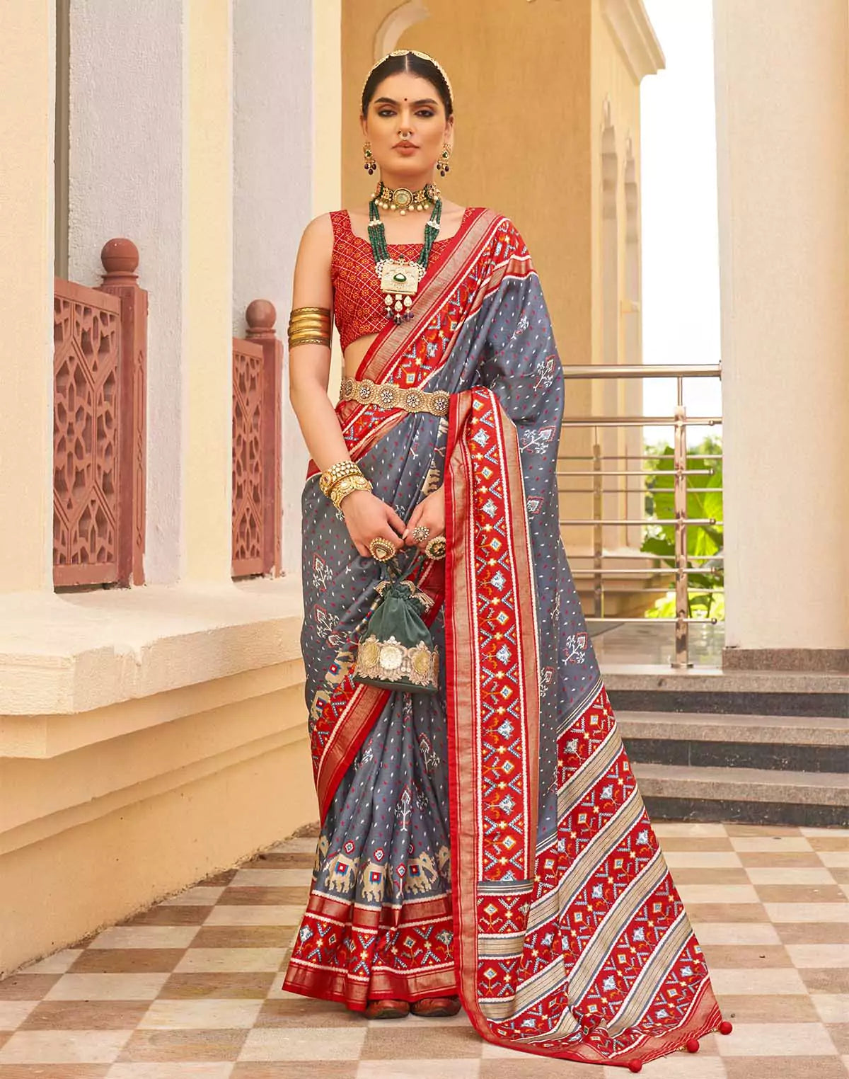 Image of Exclusive Ikat Pattern Patola Designer Saree