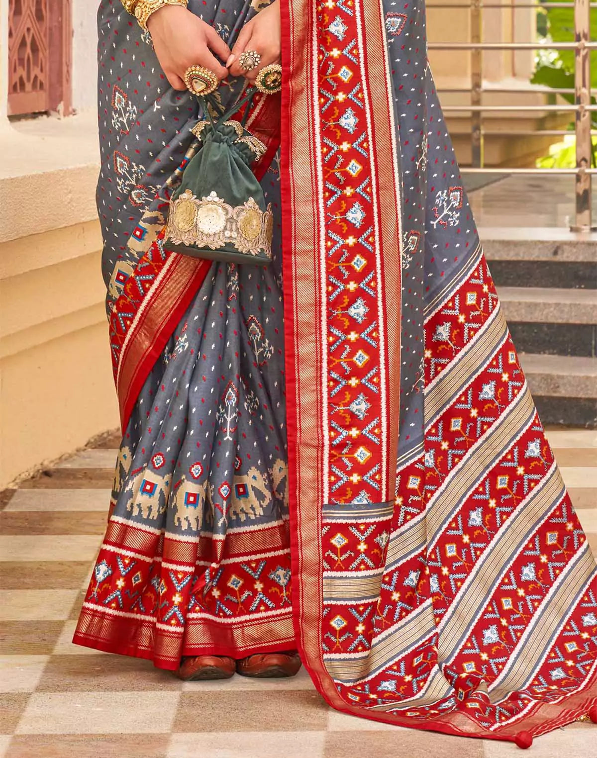 Image of Exclusive Ikat Pattern Patola Designer Saree