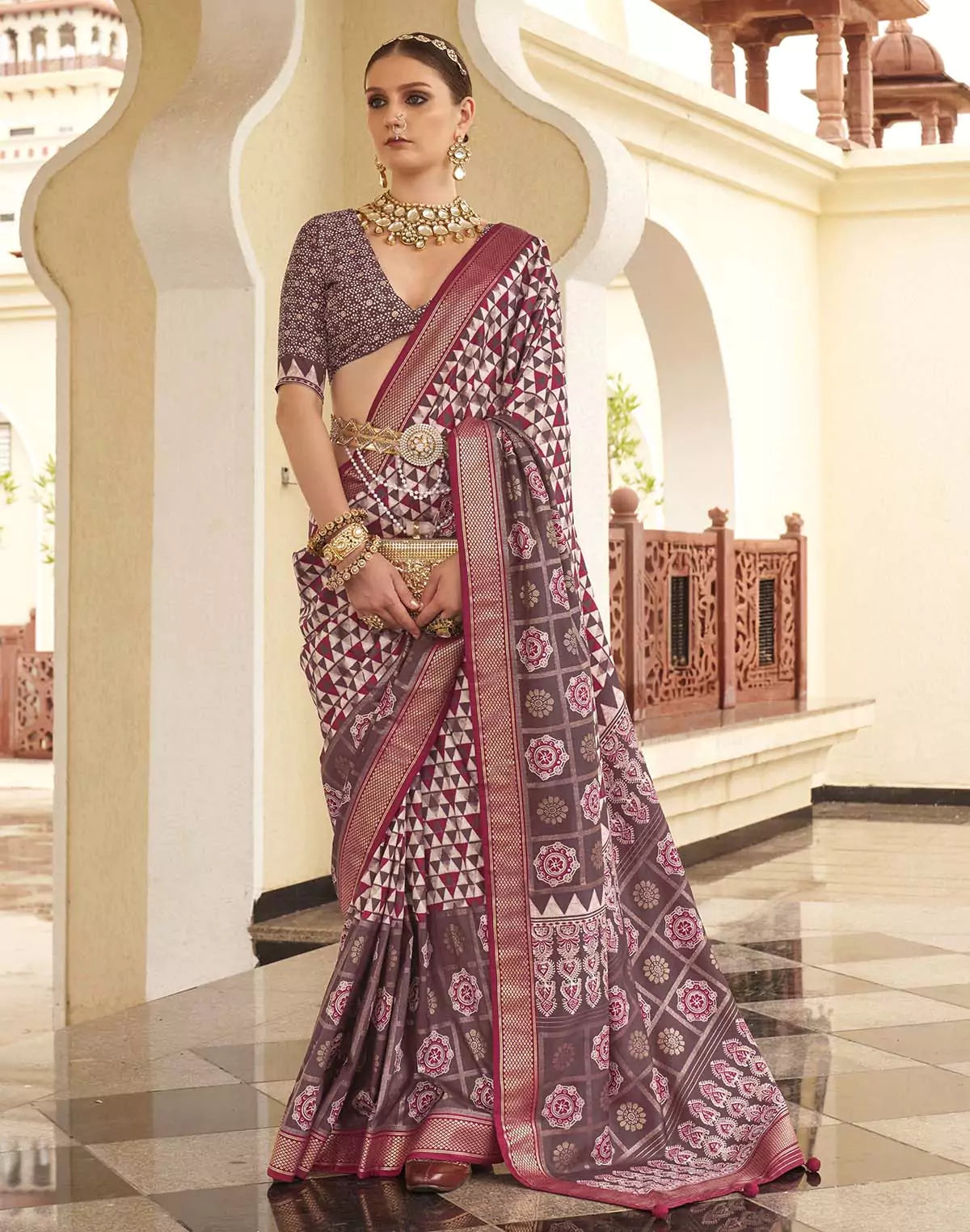 Image of Alluring Maroon Soft Silk Saree