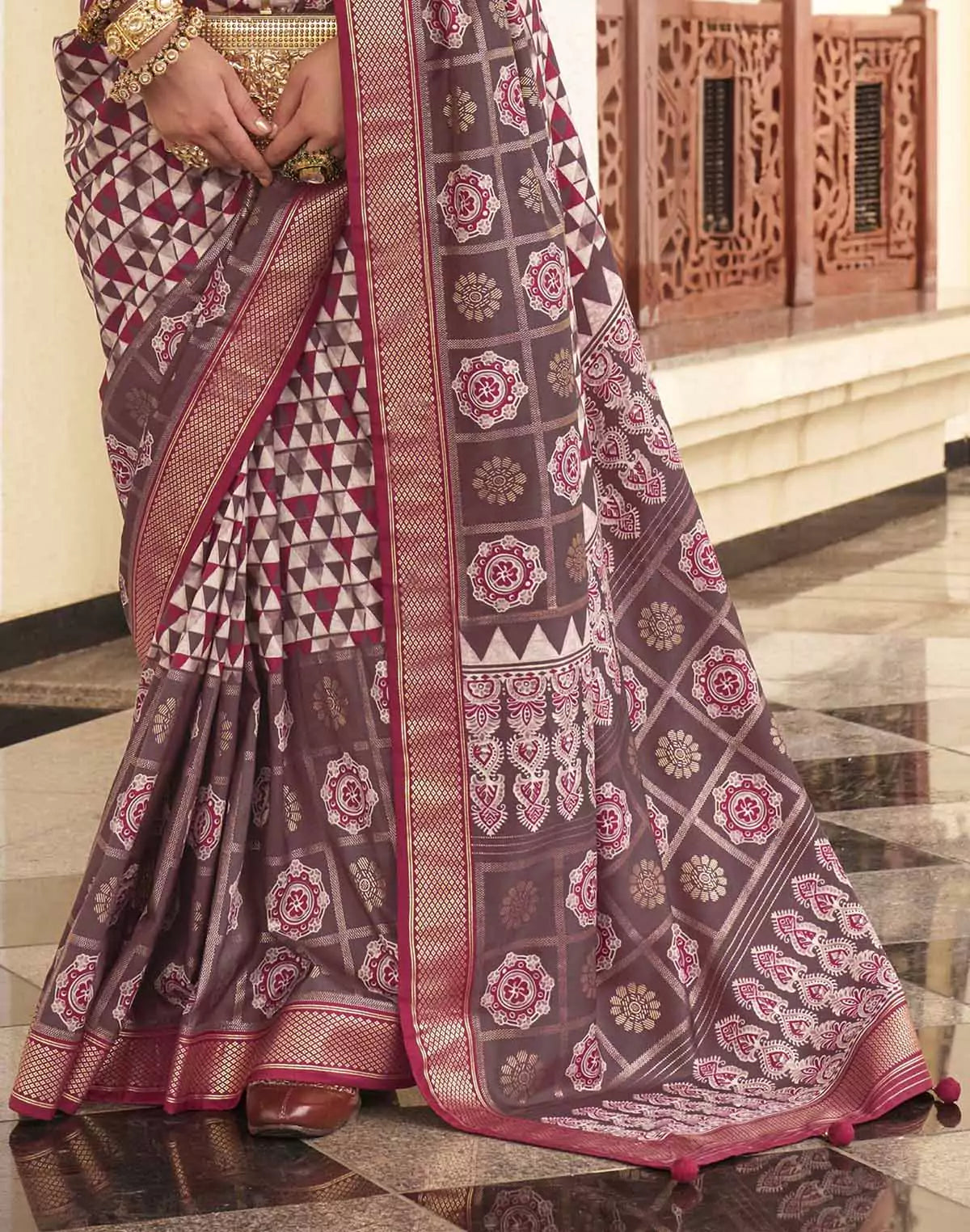 Image of Alluring Maroon Soft Silk Saree