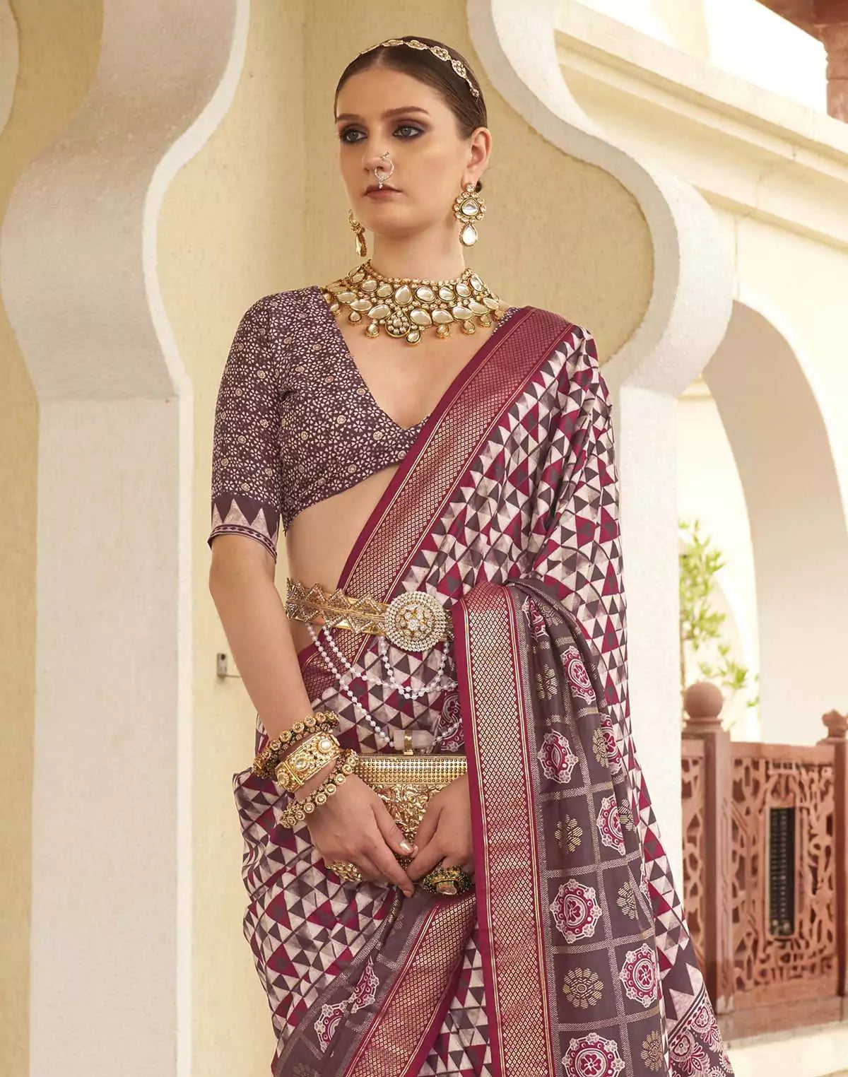 Image of Alluring Maroon Soft Silk Saree