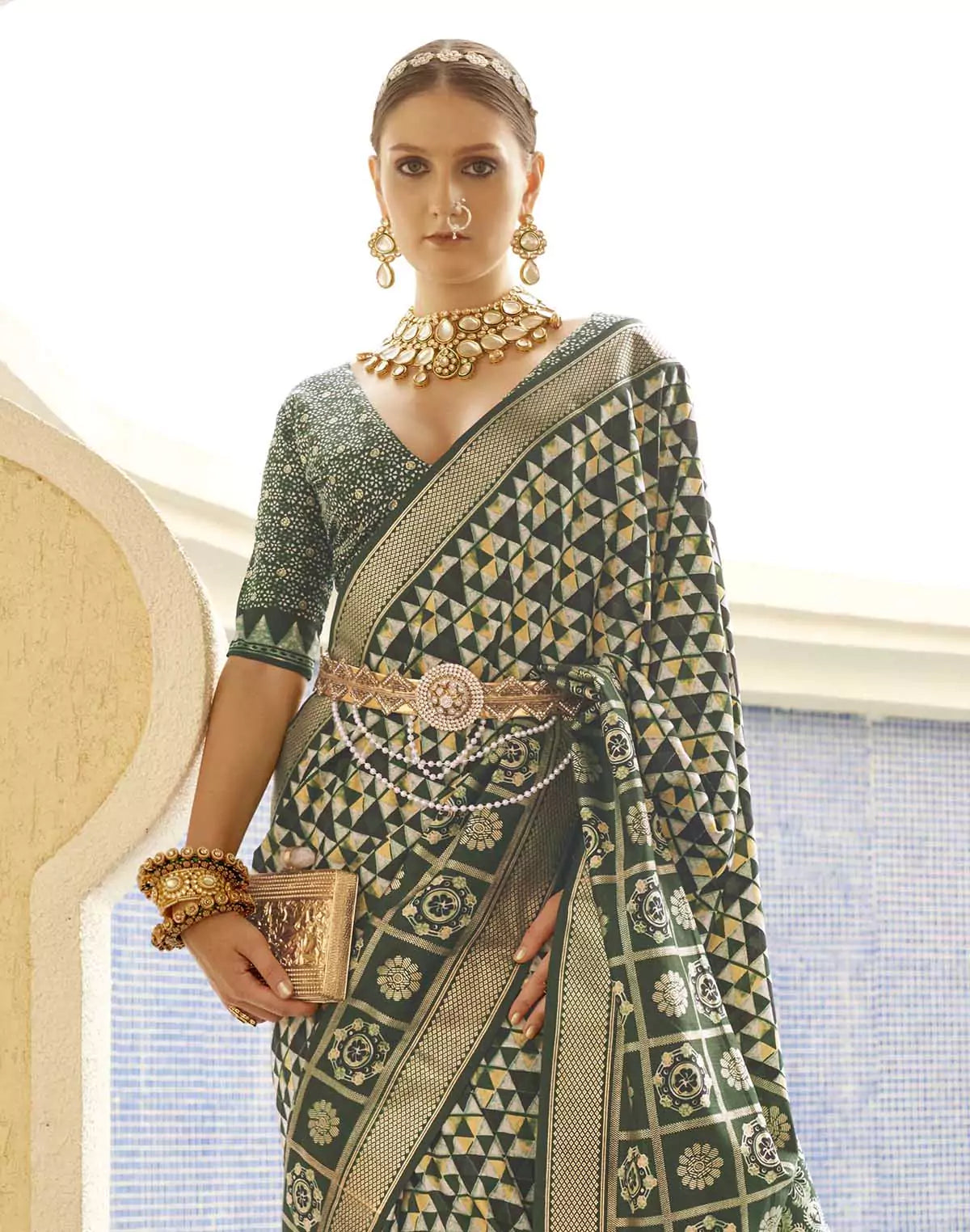 Image of Attractive Dark Green Soft Silk Saree